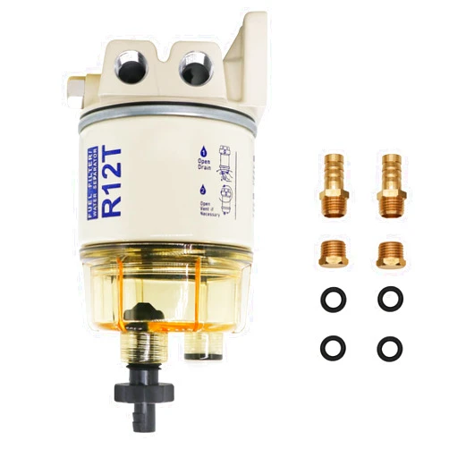 DZFST.FI R12T Fuel Filter Water Separator Spin-on Marine R12T Filter Complete Kit for Diesel Engine & Gasoline Engine Replaces# S3240 R12T 120AT 18-7987 NPT ZG1/4-19