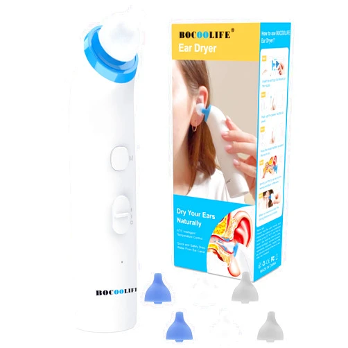 BOCOOLIFE Ear Dryer with 7 Ear Tips, Ear Moisture Water Removal Ear Drying Device, Electronic Warm Air Ear Water Remover for Swimmers, Showering, Water Sports, Surfing, Scuba Ear Dryer Machine