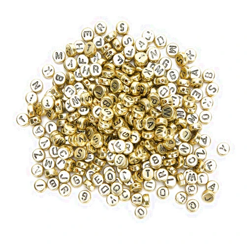 HERCHR 500pcs 7mm Letter Beads, Alphabet Beads for Jewelry, Necklace, Bracelets Making, DIY Crafts Kit(Gold)