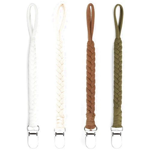 KAPIHOUSE Pacifier Clips for Boys and Girls, Baby Holder Leash, Teething Toy or Soothie by Hand-Made Braided(4 Pack, Color E)