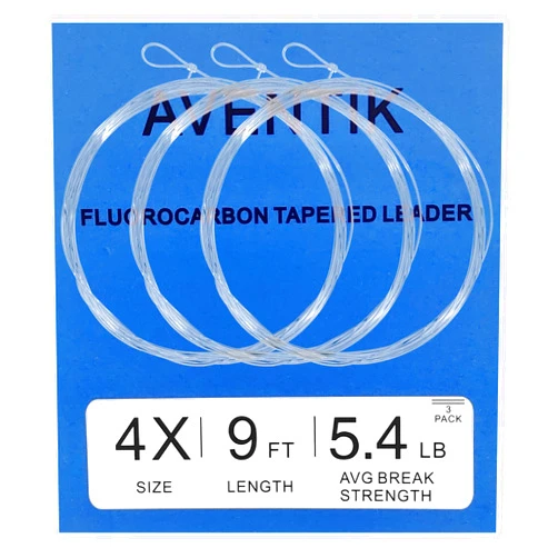 Aventik 3 PC Aventik Premium Fly Fluorocarbon Tapered Leader Fly Line Freshwater Saltwater 9ft Fly Tippet Tapered Leader Fly Fishing Leaders Pro Looped X0 to X7