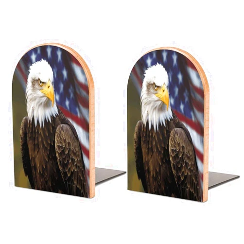 SLKFJEWT Wood Book Ends for Shelves,American Bald Eagle Unique BookEnds Book Holder Stopper Non-Skid Book Stopper for Home Office Desk Bookshelf Decoration1 Pair