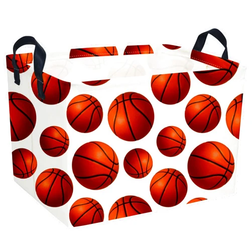 Essme Rectangular Basketball Basket Boys Storage Box, Kids Storage Bins Organizer with Handles for Room Decor, Shelf Basket,Toy Organizer(Basketball Basket)