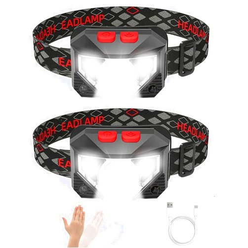 MIDOGAT Headlamp Rechargeable, 1000 Lumen LED Head Lamp, 8 Modes Motion Sensor 60° Adjustable Headlight, Super Bright IPX5 Waterproof Head Flashlight for Outdoor Cycling Camping Running (2 Pack)
