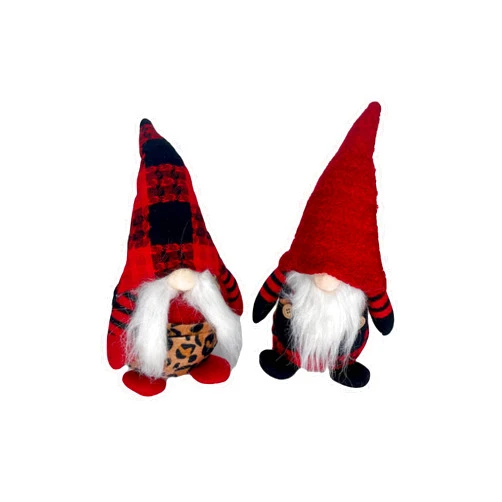 TreesnTrends Plush Gnome with Leopard Print Set of Two 11'', Red