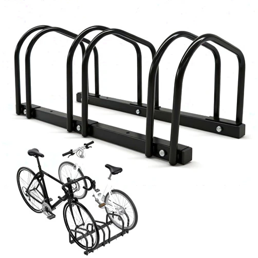 H HUGELEAF Bike Rack Floor Stand Parking for 3 Bikes,Ideal Bike Storage Organizer for Mountain & Road Bikes with 22-28