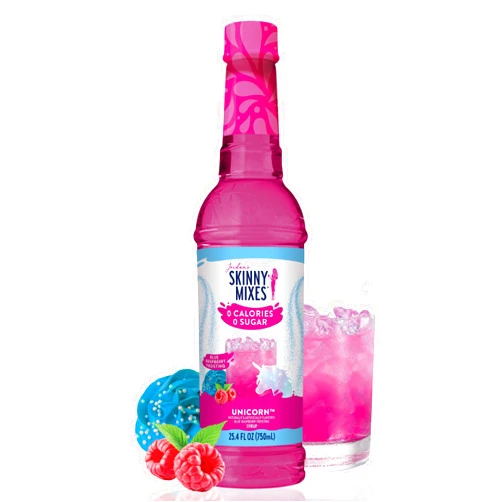 Jordan's Skinny Mixes Sugar Free Syrup, Unicorn Flavor, Fruit Flavored Water Enhancer, Drink Mix for Iced Tea, Lemonade, Drinks, Low Calorie Water Flavoring, Dairy & Gluten Free, Kosher, 25.4 Fl Oz