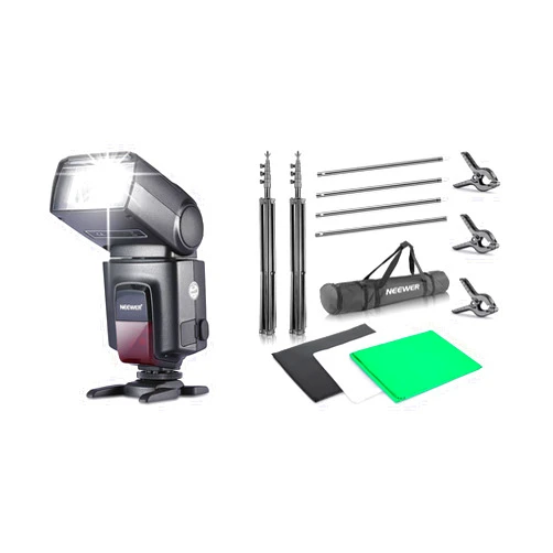Neewer TT560 Flash Speedlite for Canon Sony Nikon Panasonic Olympus Pentax and Other DSLR Cameras, Digital Camera Speedlight with Standard Hot Shoe, Background Stand Support System Included