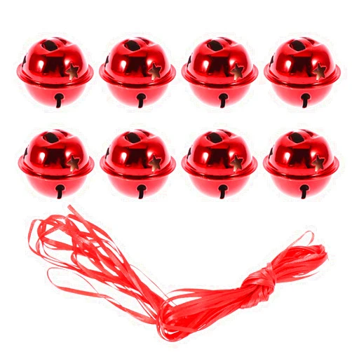 Happyyami 20pcs Mini Christmas Bells Craft Bells with 10m Ribbon Christmas Jingle Bells for DIY Craft Christmas Decoration Red S