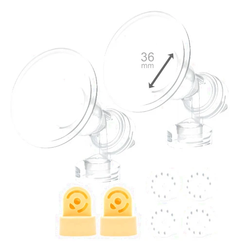 Maymom 36 mm 2xOne-Piece Small Breastshield w/Valve and Membrane for Medela Breast Pumps; Replacement to Medela PersonalFit 36 Breastshield and Personal Fit Connector; Made by Maymom (36 mm (XX-Large))