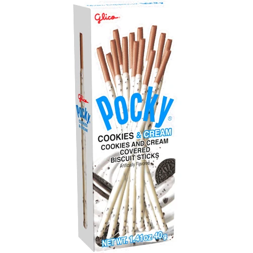 Glico Pocky Cookies And Cream Covered Biscuit Sticks, Artificially Flavored, 1.41 Ounces (Pack Of 20)