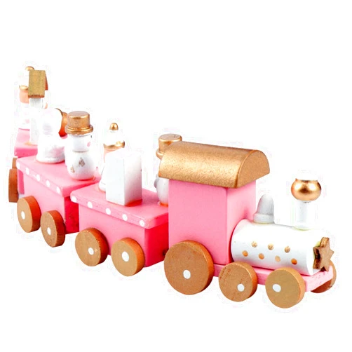 NUOBESTY Christmas Wooden Trains Christmas Decorations 4 Sections of Christmas Train Children's Holiday Birthday, Mini