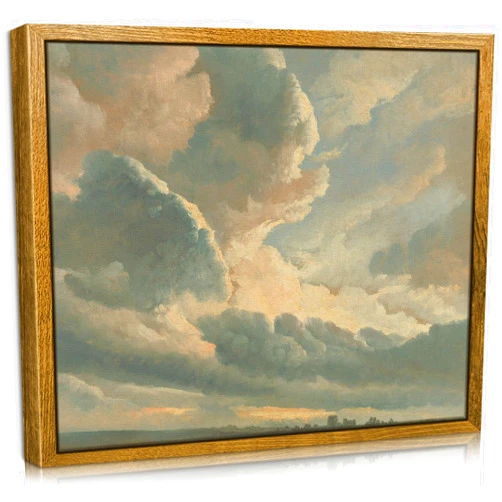 CHDITB Framed Canvas Wall Art, 8×10in Classical Wall Decor for Living Room, Clouds with a Sunset Painting, Vintage Pictures Artwork for Wall, Landscape Wall Art Prints for Bedroom, Bathroom, Farmhous