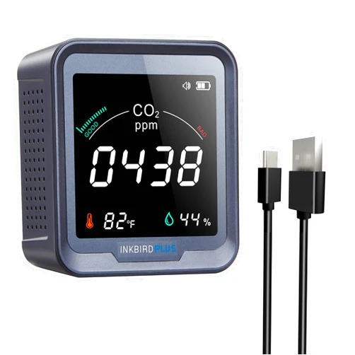 INKBIRDPLUS Indoor CO2 Meter, Air Quality Monitor can monitor Temperature & Humidity, Carbon Dioxide Detector with Alarm Function, CO2 Detector for Grow Tents, Wine Cellars, Homes, Cars
