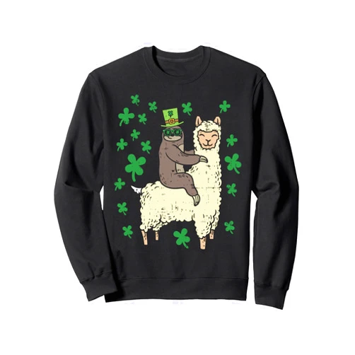 BoredKoalas St Patricks Day Irish Shamrock Shirt Funny Irish Sloth Llama Shirt St Patricks Day Animal Gift Sweatshirt