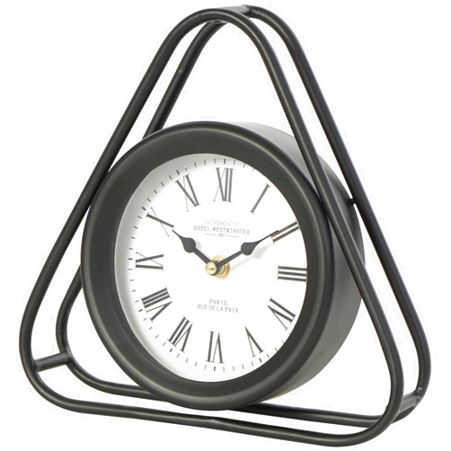 Deco 79 Metal Geometric Decorative Clock Mantel Clock with Open Triangular Frame, Tabletop Clock 10