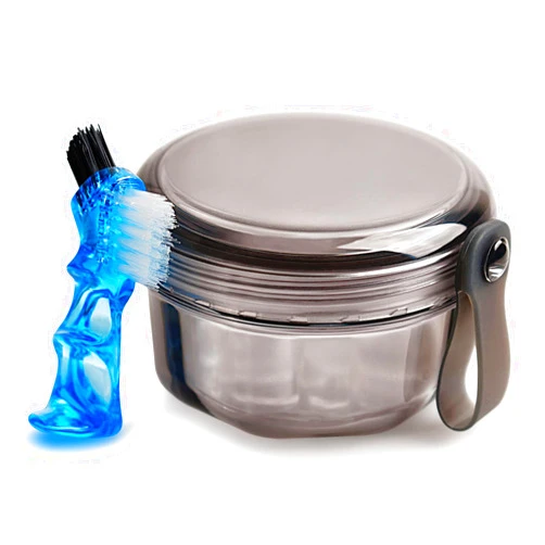 Mckkor Leakproof Denture Case Denture Soaking Cup False Teeth Container, Dental Denture Bath Holder Storage Box Retainer Cleaner Case for Traveling - Leak Proof and Lid Waterproof - Transparent Black