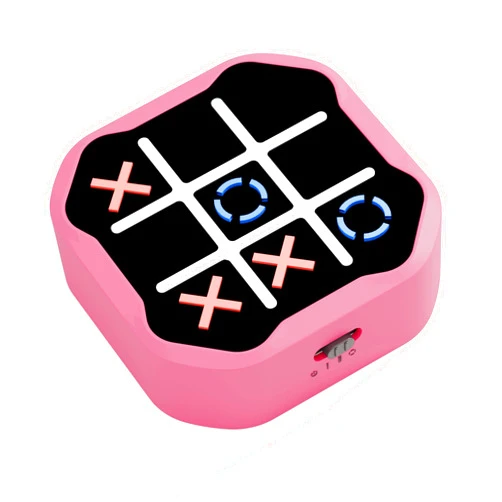 MASSRT Handheld Game for Kids, 3-in-1 Electronic Tic Tac Toe Toy with Memory Challenge & Silent Mode, Fun Gift for Boys and Girls, Pink