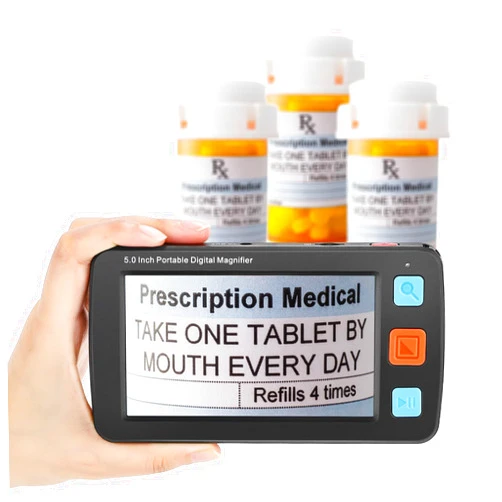 Spolehli 5.0 Inch Portable Digital Magnifier, 4X-32X Zoom Electronic Reading Aid with Foldable Handle for Low Vision/Seniors/Kids, Ideal for Quick Reading – Not Recommended for Long Books or Novels