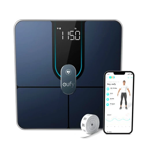 eufy Smart Digital Bathroom Scale P2 Pro with Wi-Fi Bluetooth, 16 Measurements Including Weight, Heart Rate, Body Fat, BMI, Muscle & Bone Mass, 3D Virtual Body Mode, 50 g/0.1 lb High Accuracy