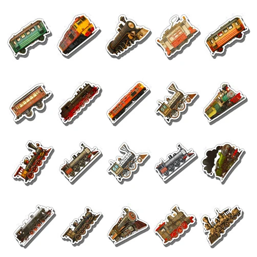 GOLEEX 20 Pack Pcs Vintage Train Waterproof Vinyl Bulk Stickers Retro Railway Vehicle Sticker for Adults Teens Boys Girls Laptop Helmet Phone Water Bottles Decals Notebook Decor