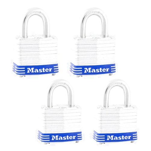 Master Lock 3QLDHCHD Zinc Plated Steel Padlocks, 4-Pack, Silver