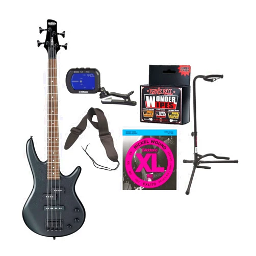 Ibanez Mikro GSRM20 28.6-Inch Scale Electric Bass Guitar (Black) Bundle with Guitar Strings, Tuner, Guitar Stand, Strap and Wipes (6 Items)