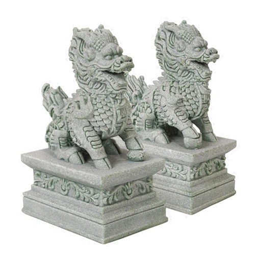Fenteer 2Pcs Mini Kirin Statues Animal Sculptures Feng Shui Decor Small Micro Landscape Decor Fish Tank Ornament for Fireplace Table