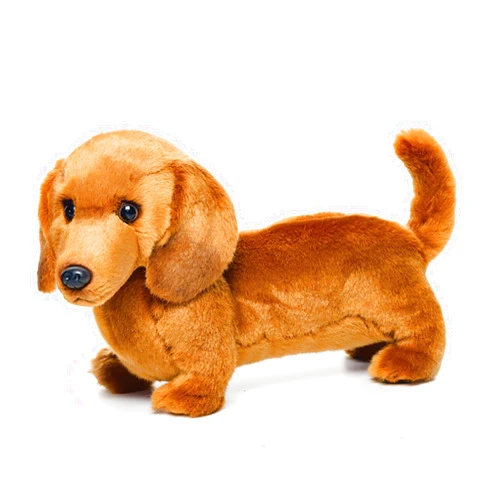 DEMDACO Standing Large Dachshund Dog Caramel Brown Children's Plush Stuffed Animal Toy