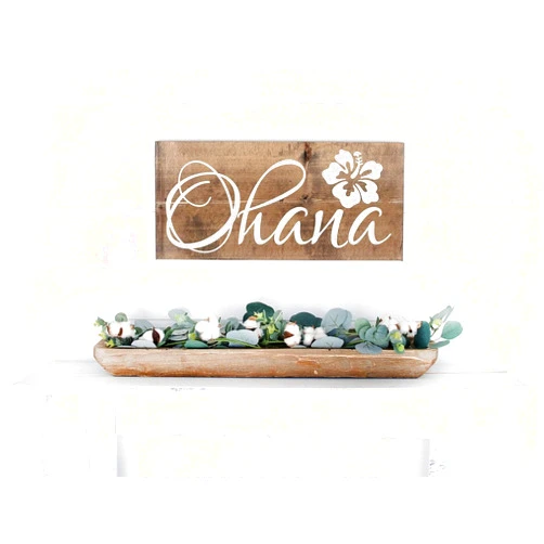 Eletina Wooden Signs/Ohana Sign Hawaiian Decor | Hibiscus Flower | Beach House Decor Engagement Eloping Signs Kitchen Cafe Pub Decor, Wood wal Art, Rustic Wood Decor Gift 8x12 INCH
