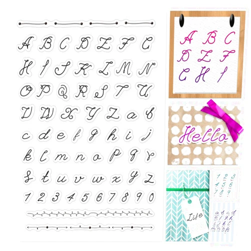 PH PandaHall 26 Alphabet Transparent Seal Stamps, Capital Lowercase Letters Clear Stamps Numbers Silicone Stamp Rubber Stamp for Holiday Card Making Decor Photo Album Scrapbooking, 6.3x4.3inch/16x11cm