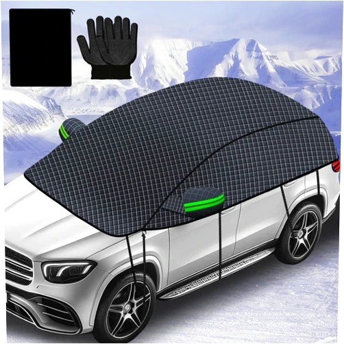 COFSODI Car Windshield Ice and Snow Cover, Essential Winter 157 Inch Automotive Top Half Cover, Protects Side Windows, Sunroof, Rear View Mirrors, Heavy Duty Oxford Waterproof and Anti-Freeze Fabric
