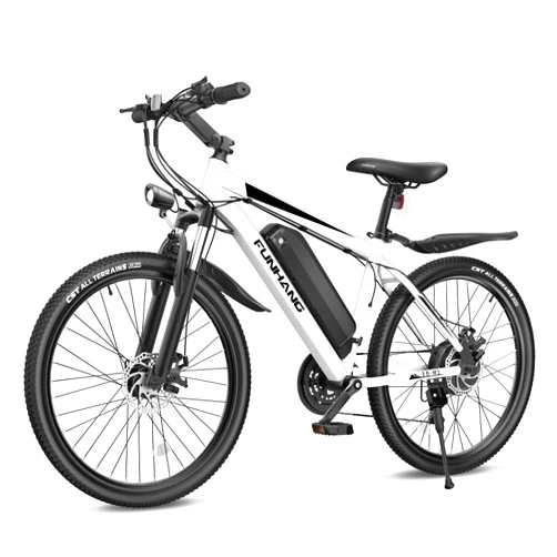Funhang Electric Bike for Adults, 26'' 750W Peak Ebike, Up to 50 Miles 21.7MPH Electric Mountain Bike with 48V 374.4WH Removable Battery, Adjustable Stem, Fenders, Lockable Suspension Fork, 21-Speed