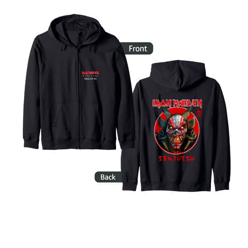 Iron Maiden - Senjutsu Logo Eddie Face Circle Front Back Zip Hoodie