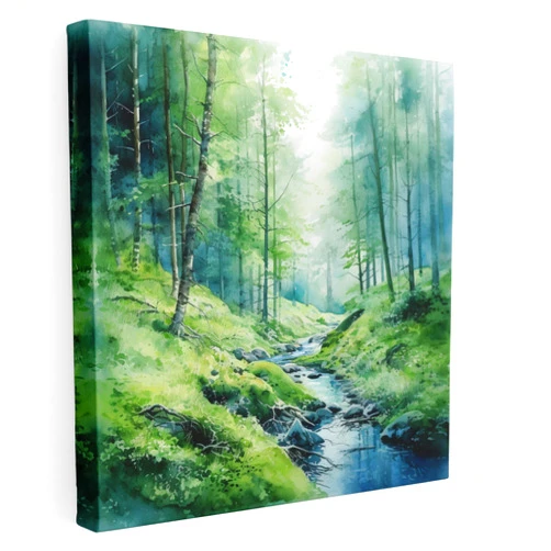 Painted Anarchy Moss Canvas Print - Serene Moss-Covered Forest Wall Art - Moss, Nature-Inspired Canvas, Serene Forest, Artistic Watercolor Painting, 20
