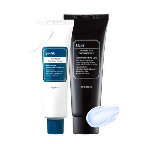 DearKlairs] Blue Calming Cream + Rich Soothing Cream Set, Sensitive Skin Friendly, Hydrating, Hypoallergenic