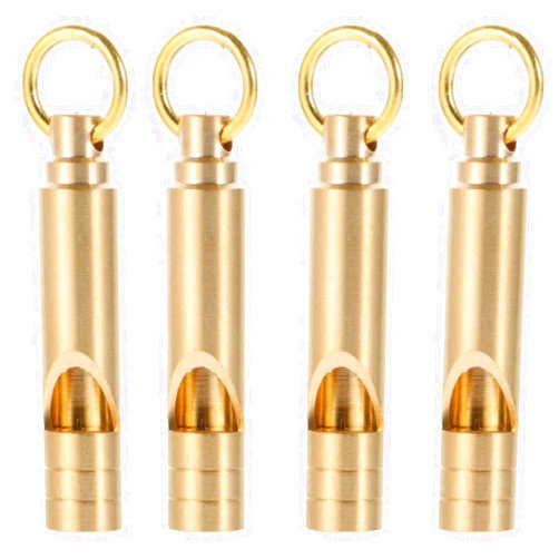 FUTURESTEPS Brass Whistles 4 Pack, Emergency Survival Whistles Loud Safety Whistles for Adults, Self-Defense Whistle for Outdoor Activities, Distress Signal, Emergency Whistle for Hiking, Survival