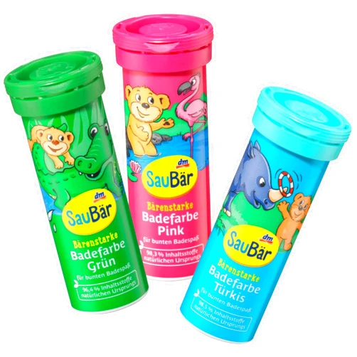 SauBär Vibrant Bath Color Tablets 1 Tube 45 g (10 Tablets) - Made in Germany