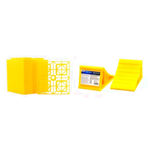 Camco Camper/RV Leveling Blocks + Wheel Chocks | Interlocking Nested Design Blocks & Molded Hard Plastic Chocks