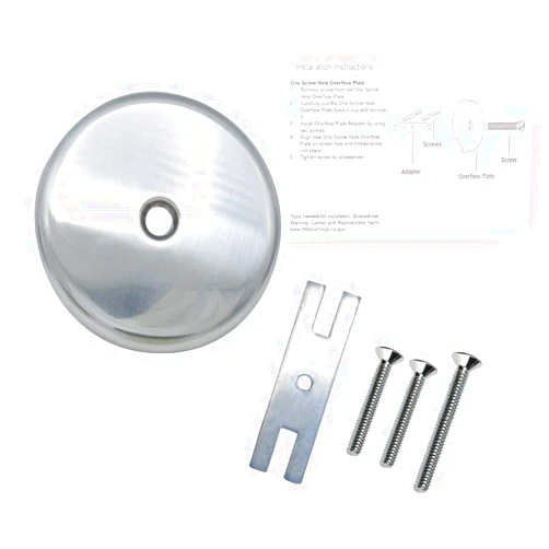 Gold-Hao-the-bathroom Single Hole Bathtub Drain Overflow Plate/Tub Overflow Drain Ccover with Three Matching Screws/Bathtub Overflow Drain Cover Includes an Adapter (Chrome)