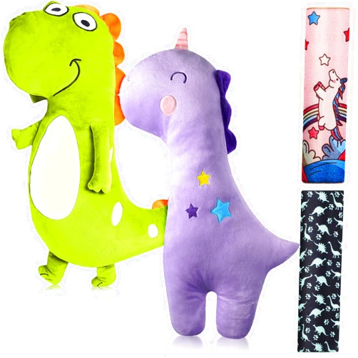 Tuanse 4 Pack Seatbelt Pillow for Kids Soft Car Seat Belt Cover Unicorn Baby Car Seat Strap Covers Dinosaur Kids Seat Pad Strap Seat Belt Cushion Head Rest Support Shoulder for Girls Boys Baby Car Stroller
