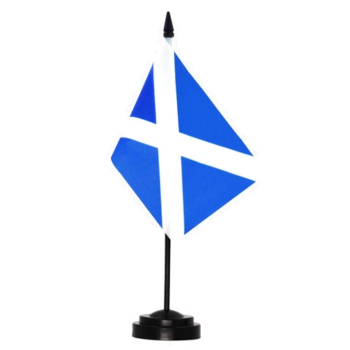 Anley Scotland Deluxe Desk Flag Set - 6 x 4 Inch Miniature Scottish Desktop Flag with 12