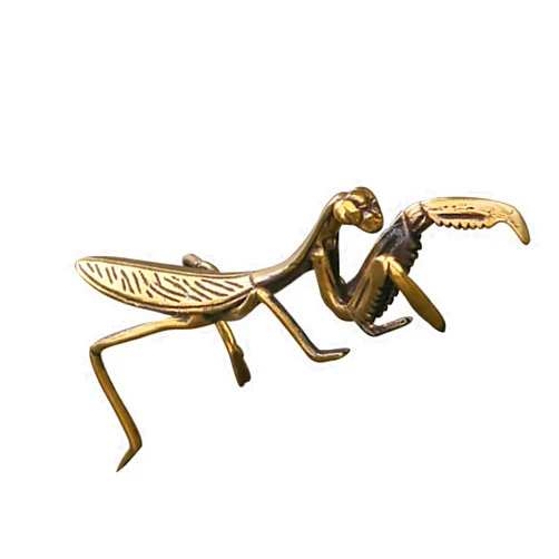 NUOBESTY Copper Praying Mantis, Feng Shui Brass Mantis Statue Animal Garden Sculpture Figurine for Art Graden Yard Tea Table Easter Feastival Decor Collectible Gold