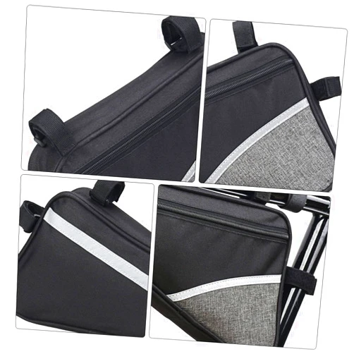 FOYTOKI Bike Pouch Bag Front Tube Bag for Bike Frame Waterproof Triangle Bag for Mountain Road Bikes Grey