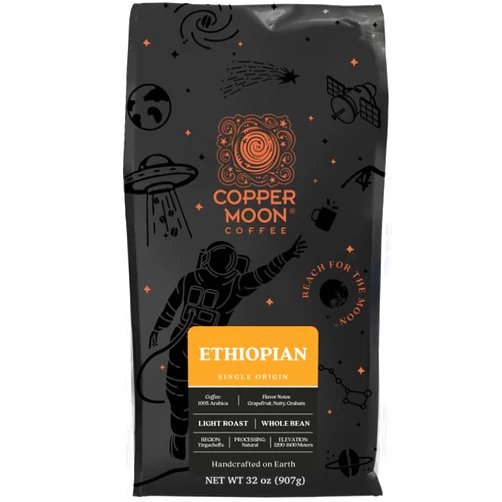 Copper Moon Whole Bean Coffee, Light Roast, Ethiopian Blend, 2 lb.