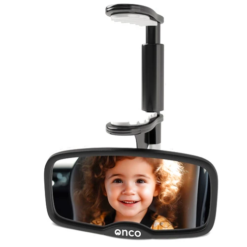 Onco Forward-Facing Baby Car Mirror - Clip On Car Mirror for Baby, 100% Shatterproof & Shake-proof Baby Mirror for Car Journeys, Baby Car Seat Mirror, Car Baby Mirror, Carseat Mirror, Baby Travel Gear
