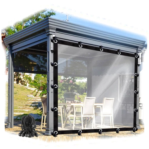 CghhDY Garden Gazebo Curtains Waterproof Side Panels Transparent Tarpaulin with Grommets Outdoor Patio Curtains Resist The Cold & Keep Warm (Color : +Corners, Size : 10' x 20')