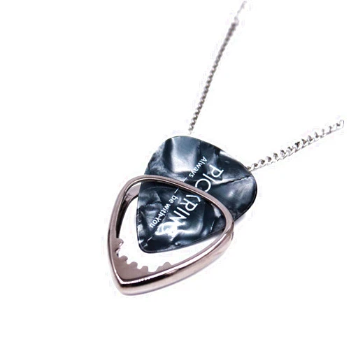PICKRING Skull Shaped Guitar Pick Holder Necklace for Guitarists/guitar picks keeper storage pendant necklace stainless steel music lovers musicians gifts