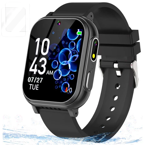 Cosjoype Kids Waterproof Smart Watch with 32 Games HD Touchscreen Dual Camera Music Player Pedometer Flashlight Habit Tracking Storybook, Birthday Gifts for 5-12 Year Olds Boy Include Lanyard Screen Protectors