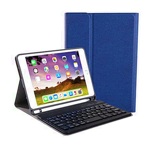 Lrufodya iPad 10.2 / Air 3 10.5 2019 / iPad Pro 10.5 2017 case with Detachable Wireless Keyboard and Pen Holder, Slim Smart Auto Sleep/Wake Cover Case for iPad 10.2 10.5 inch, Dark Blue for iPad 10.2 and 10.5 Dark Blue